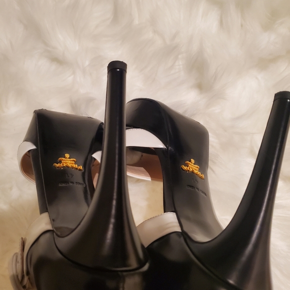 Prada Spazzolato Nero Talco Platform Heels - Picture 10 of 14